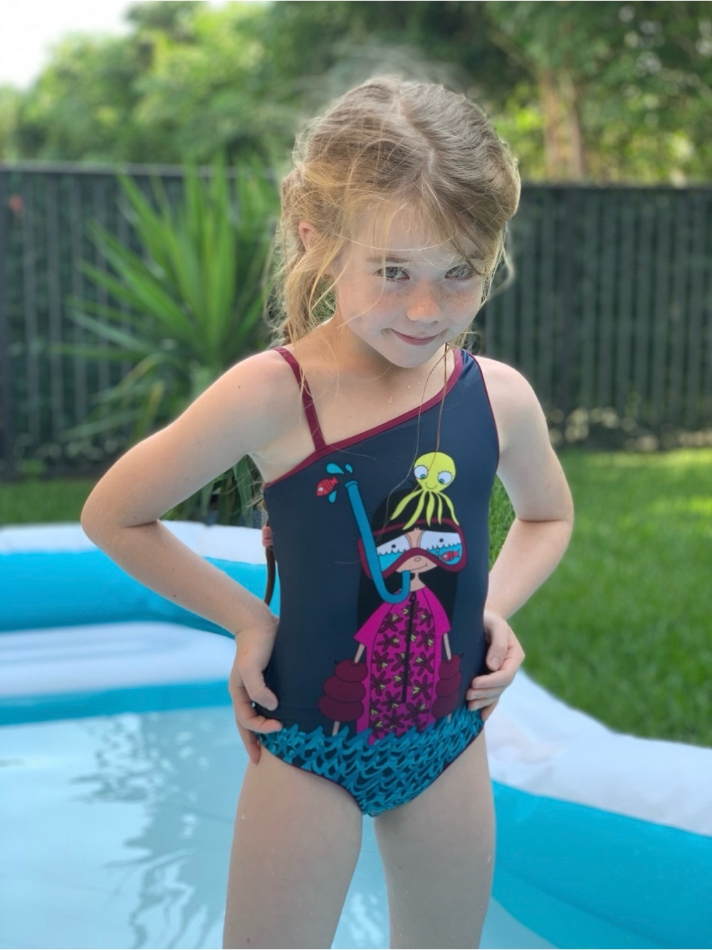 Little Marc Jacobs Navy One-Shoulder Octopus Snorkel Swimsuit 6